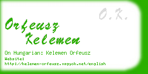 orfeusz kelemen business card